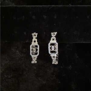 Silver & Rhinestone Luxury Hoop Earrings